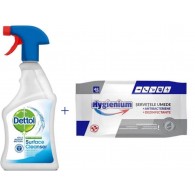 Pachet Antibacterian: Dettol Solutie antibacteriana suprafete 500 ml + Hygienium servetele umede dezinfectante 48 buc, avizat Ministerul Sanatatii✅ .Produse de igiena si dezinfectanti profesionali ✅ 
