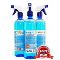 Pachet K-SEPT Virucid Dezinfectant suprafete pe baza de alcool 75%, cu pulverizator, 750 ml x 16 buc✅ .Produse de igiena si dezinfectanti profesionali ✅ 