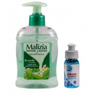 Pachet Lebada Biocid Gel dezinfectant maini racoritor 70% alcool, 50 ml si Malizia Sapun lichid antibacterian ceai verde si menta, 300 ml✅ .Produse de igiena si dezinfectanti profesionali ✅ 