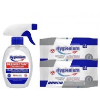 Pachet Hygienium Virucid: Dezinfectant maini 250 ml + Servetele Umede Dezinfectante 2 x 15 buc, avizat Ministerul Sanatatii✅ .Produse de igiena si dezinfectanti profesionali ✅ 
