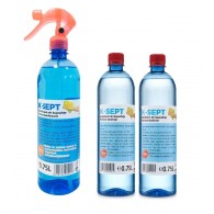 Pachet K-SEPT Virucid Dezinfectant suprafete pe baza de alcool 75%, cu pulverizator, 750 ml + Dezinfectant suprafete rezerva, 750 ml x 2 buc✅ .Produse de igiena si dezinfectanti profesionali ✅ 